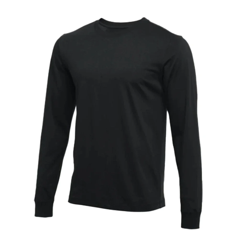 Nike Mens Core Long Sleeve Athletic Cut Cotton Crew T-shirt Black